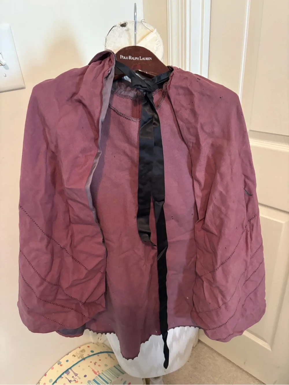 2pc. Vintage dress/Ribbon Tie  cape in Dusty Rose 2/3 *** vintage unbranded